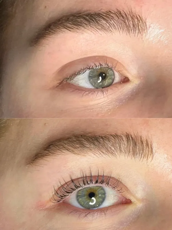 Before and after lash lift result